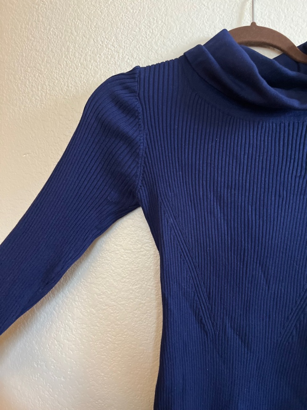Abollria Navy Ribbed Turtleneck cotton Sweater Dress - Picture 5 of 5